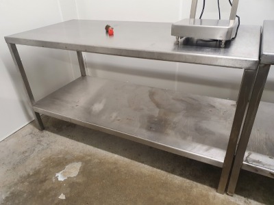 Stainless Steel Table with Shelf - 1680mm x 760mm x 890mm Tall