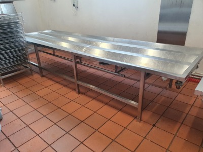 Stainless Steel Draining Table 3700mm x 1150mm x 700mm Tall