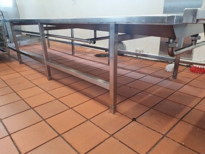 Stainless Steel Draining Table 3700mm x 1150mm x 700mm Tall - 3