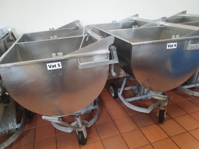 2 off Alpma KBA 400 Litre Stainless Steel Twin Compartment Pneumatic Cheese Curd Filling Vat