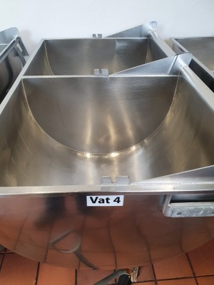 2 off Alpma KBA 400 Litre Stainless Steel Twin Compartment Pneumatic Cheese Curd Filling Vat - 3