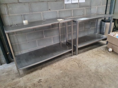 2 off Stainless Steel Table - 1250mm x 530mm x 920mm Tall, 1350mm x 590mm x 960mm Tall