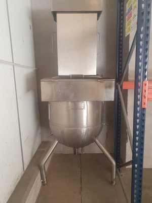 APV 60 Gallon Stainless Steel Jacketed Hemispherical Pan with Scrape Surface Mixer