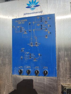 Johnson Diversey Stainless Steel Skid Mounted Filler CIP System complete with Controls, Interconnecting Pipe, 2 off Grunfoss Pumps, 3 off Stainless Steel Tanks - 2