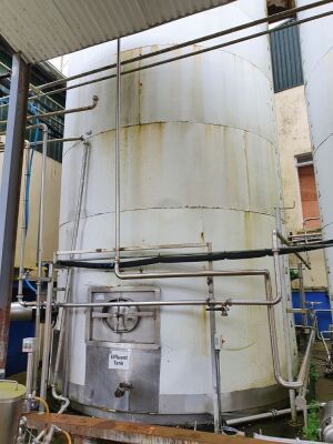 70,000 Litre Stainless Steel Insulated and Clad Tank with Side Agitator on Flat Base and Bottom Manway