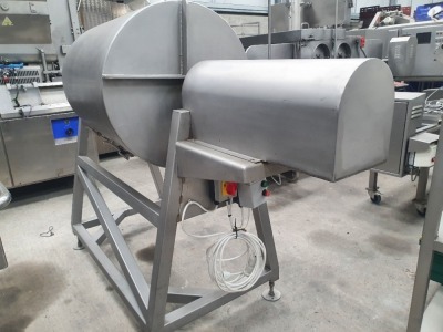Stainless Steel Tumbler Mixer with discharge into tote bin