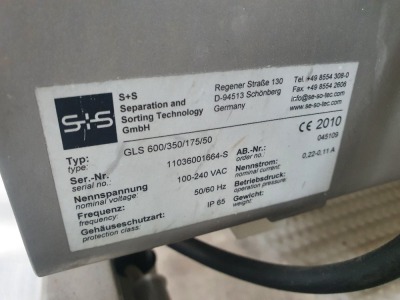 2010 S+S Metal Detector Type- GLS 600/350/175/50 Serial number- 11036001664-5 Aperture - H350mm x W600mm x L400mm Belt- W500mm x L1950mm - 2