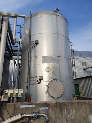 27,000 Litre 316 Stainless Steel Vertical Cylindrical Insulated Tank with Side Mounted Agitator