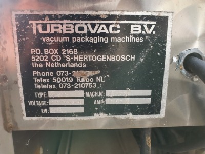 Turbo Vac Vacuum Packer Type SB800A S/N 90058438 - 4