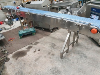 Section of Stainless Steel Conveyor Length 3800mm Belt Width 300mm Height 800mm