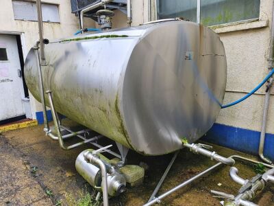 Alfa Laval 5,000 Litre Stainless Steel Insulated and Chilled Horizontal Tank with Top Mounted Agitator 3000 mm x 1850 mm x 1700 mm High