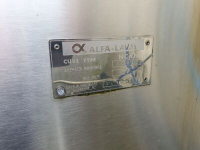 Alfa Laval 5,000 Litre Stainless Steel Insulated and Chilled Horizontal Tank with Top Mounted Agitator 3000 mm x 1850 mm x 1700 mm High - 2