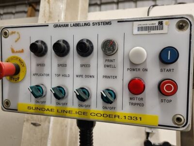 Graham Labelling Systems Model 300-25 overhead labeller with Ice Zodiac Coder - 3