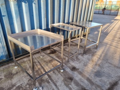 Stainless Steel Preparation Table, Stainless Draining Table and Stainless Pack Off Table