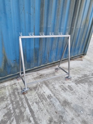 Mobile Stainless Steel Trolley with Plastic Trough and Mobile Stainless Carcass Stand - 3