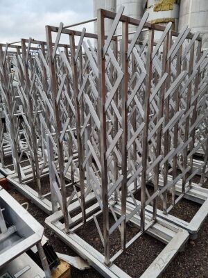 10 off Stainless Steel Mobile Carcass Holders Mounted to 6 Wheel Aluminium Trolleys - 2