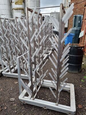 10 off Stainless Steel Mobile Carcass Holders Mounted to 6 Wheel Aluminium Trolleys - 3