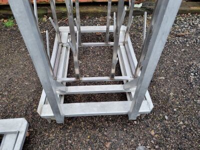 10 off Stainless Steel Mobile Carcass Holders Mounted to 6 Wheel Aluminium Trolleys - 4