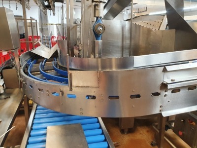 Wrightfield Stainless Steel Elevating Conveyor with 90 Degree Bend, Belt Width 360mm