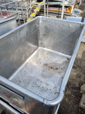 2 off Stainless Steel Mobile 450Ltr Tote Bin - 2