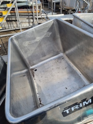 2 off Stainless Steel 450Ltr Mobile Tote Bins - 2