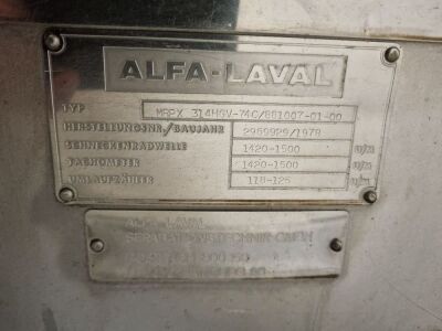 Alfa Laval MRPX314HGV-74C Separator Serial No 2969929 - 2