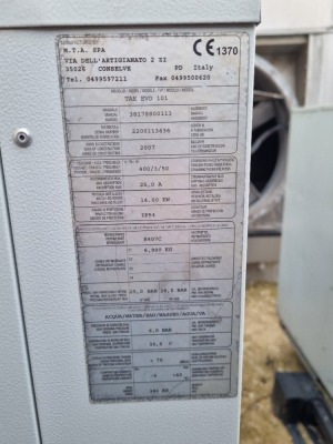 2007 MTA type TAE EVO 101 Serial Number 220043636 R407C Refrigerant Package Chiller. - 5