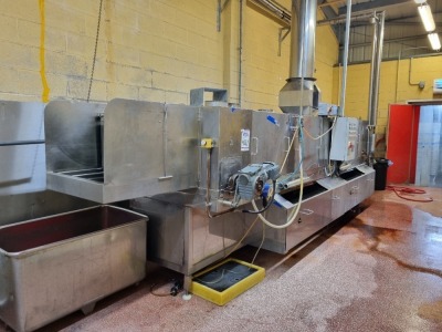 Newsmith type Silver Metro 135 Stainless Steel Tray Washer with Twin Steam Heated Tanks & Dosing System.