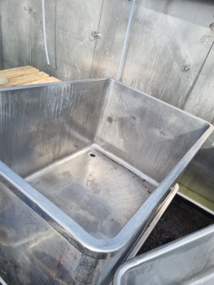2 off Stainless Steel 450Ltr Mobile Tote Bins - 2
