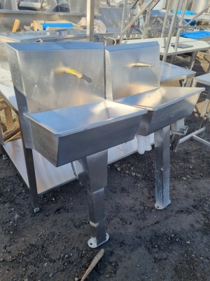 2 off Stainless Steel Pedestal Knee Operated Sinks