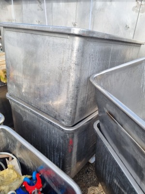 2 off Stainless Steel 450Ltr Mobile Tote Bins - 2