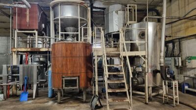 20 brl brewhouse comprising Gas Fired Kettle, Mash Tun, Girst Case & Steels Masher & 2 x Hot Liquor Tanks