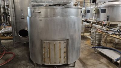 Stainless Steel Mash Tun Circa 2,500 Litre Capacity With Twin HInged Lids 1.7m HIgh x 1.6m Dia