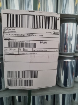5 Pallets 330ml Blank Cans - 28880 Silver Cans - Banded Secure - 7