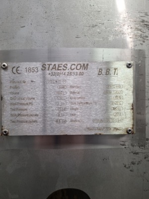2015 Staes Stainless Steel 1750 Litre Jacketed Tank - 2