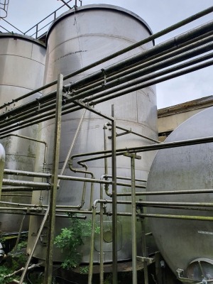 Stainless Steel 80,000 Litre Vertical Cylindrical Single Skin Silo - 6700mm x 3810mm Diameter
