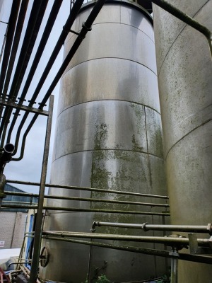 Stainless Steel 90,000 Litre Vertical Cylindrical Single Skin Silo - 9500mm x 3700mm Diameter