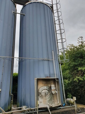 Stainless Steel Vertical Cylindrical Insulated and Steel Clad 12,000 Gallon Silo - 9500mm x 3300mm Diameter