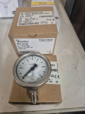 Bourdon 10 Bar Stainless Steel Pressure Gauges New & Boxed