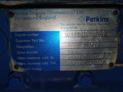 FG Wilson Perkins 300 Kva Standby Generator Model P300 with Rolls Royce Engine & Stamford Alternator with Built in Diesel Tank, Running hours 3,530 - 7