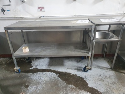 2 off Stainless Steel Tables - 1500mm x 600mm x 970mm Tall - 500mm x 500mm x 1000mm Tall