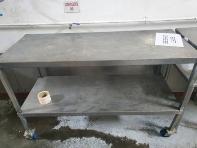 2 off Stainless Steel Tables - 1500mm x 600mm x 970mm Tall - 500mm x 500mm x 1000mm Tall - 3