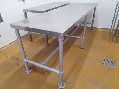 Stainless Steel Table - 2450mm x 770mm x 870mm Tall with Galvanised Legs