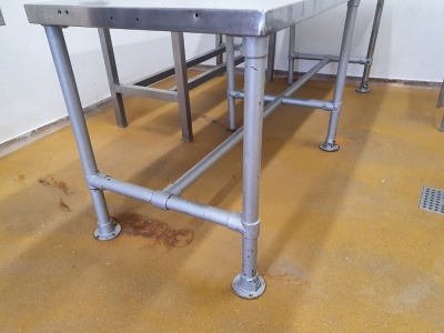 Stainless Steel Table - 2450mm x 770mm x 870mm Tall with Galvanised Legs - 2